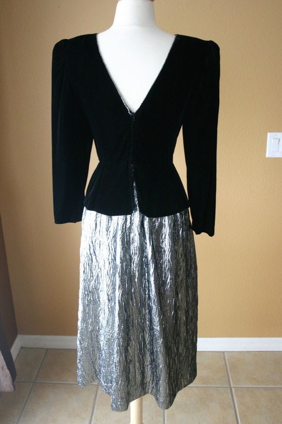 Vintage Prom Dress 80s Prom Dress Black VELVET Co… - image 4