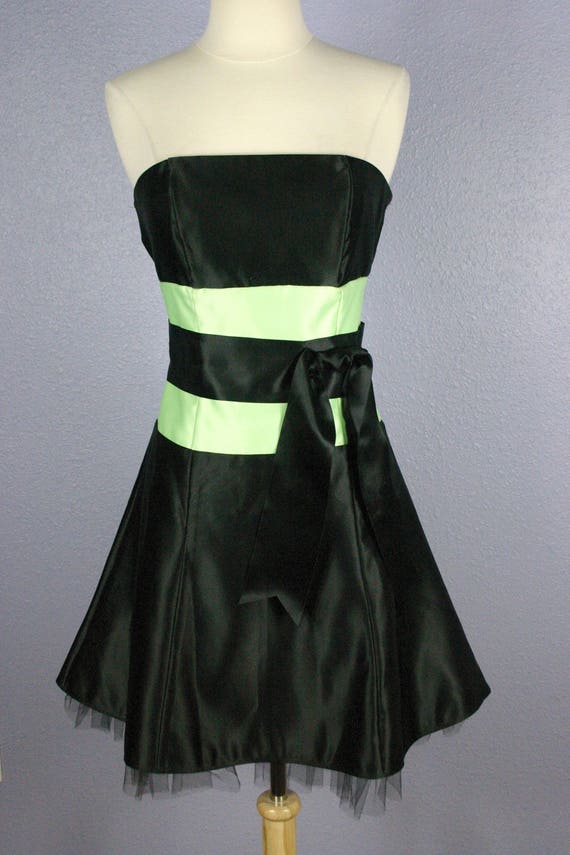 green emerald velvet dress Black Tulle Long Formal Dress with Green Beaded, Black Strapless Prom