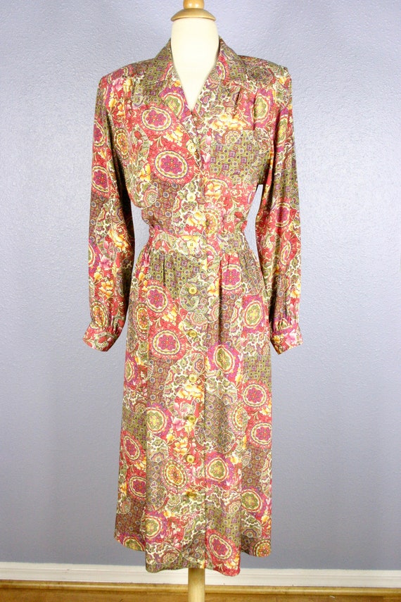 Vintage 70s Shirt Dress Secretary Dress MOD Dress… - image 3
