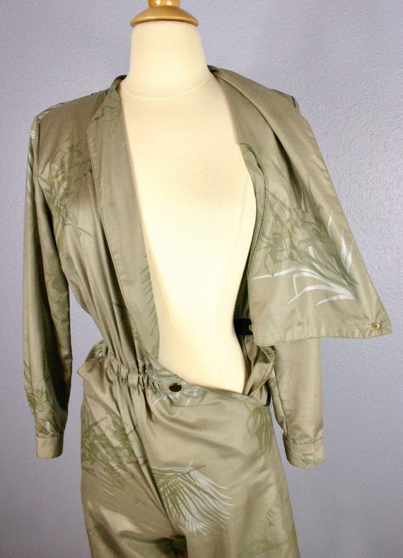 Vintage Jumpsuit KHAKI Jumpsuit 80s CROP Jumpsuit… - image 7