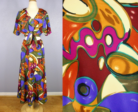 Vintage 70s HATTIE CARNEGIE Outfit Designer Dress