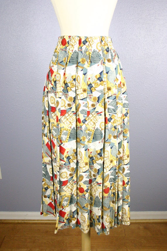 Vintage 80s Skirt BAROQUE Skirt Novelty Print MID… - image 5