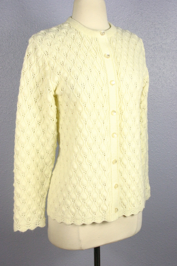 Vintage 1960s Cardigan 60s Open Knit MOD Sweater … - image 6