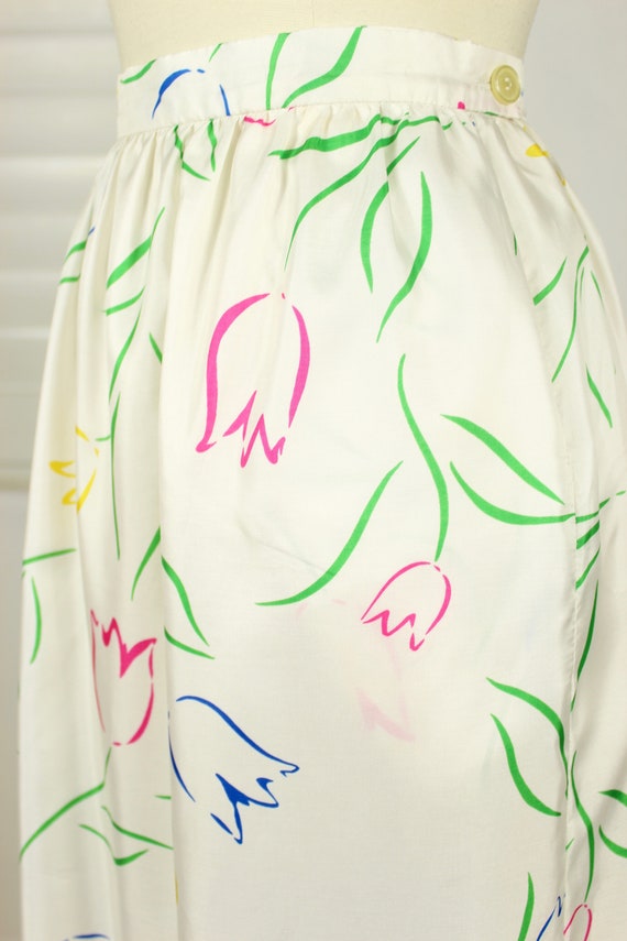 Vintage 80s Skirt Floral Print Skirt COTTAGECORE … - image 2