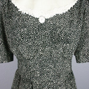 Vintage 80s Dress SECRETARY Dress Polka Dot Dress 80s Does 40s Dress MOD Dress Retro Day Dress Lace Dress Bib Collar 90s Grunge Dress Goth image 6