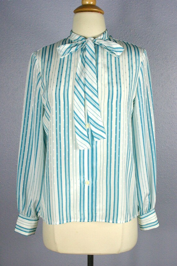 Vintage 80s Blouse Secretary Blouse 80s does 50s … - image 5