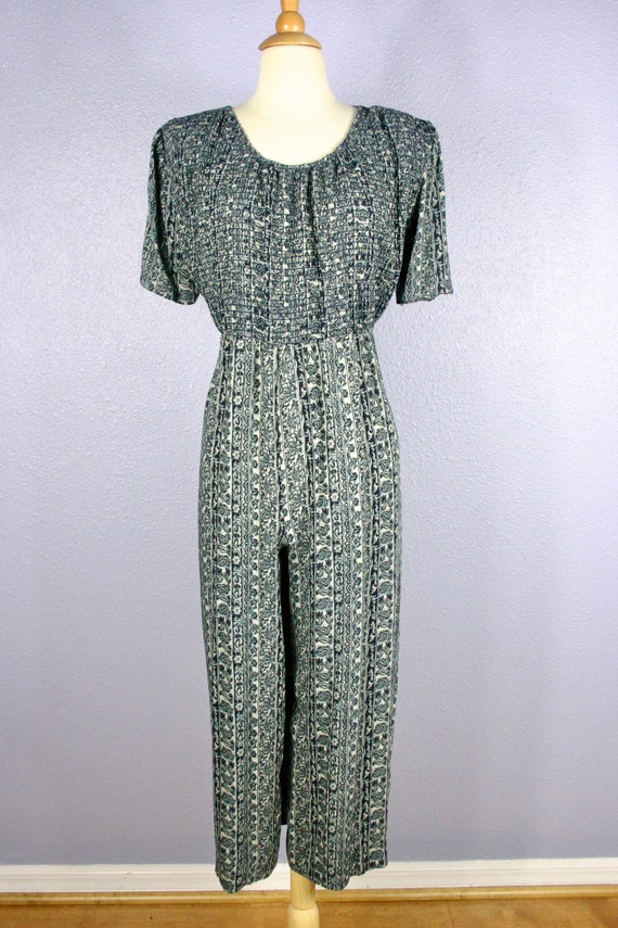 Vintage 90s Jumpsuit Wide Leg Playsuit Floral Pai… - image 5