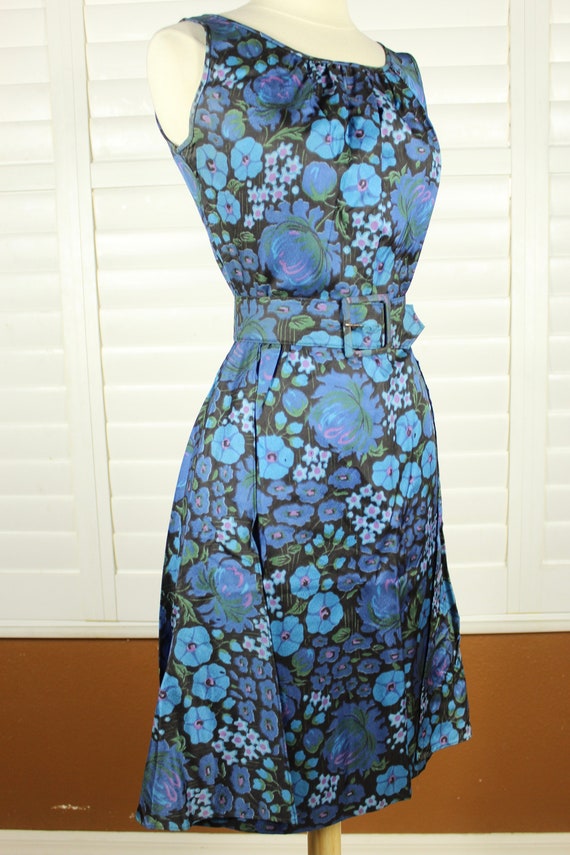 Vintage 50s Dress Black Floral Dress MOD Dress 19… - image 3