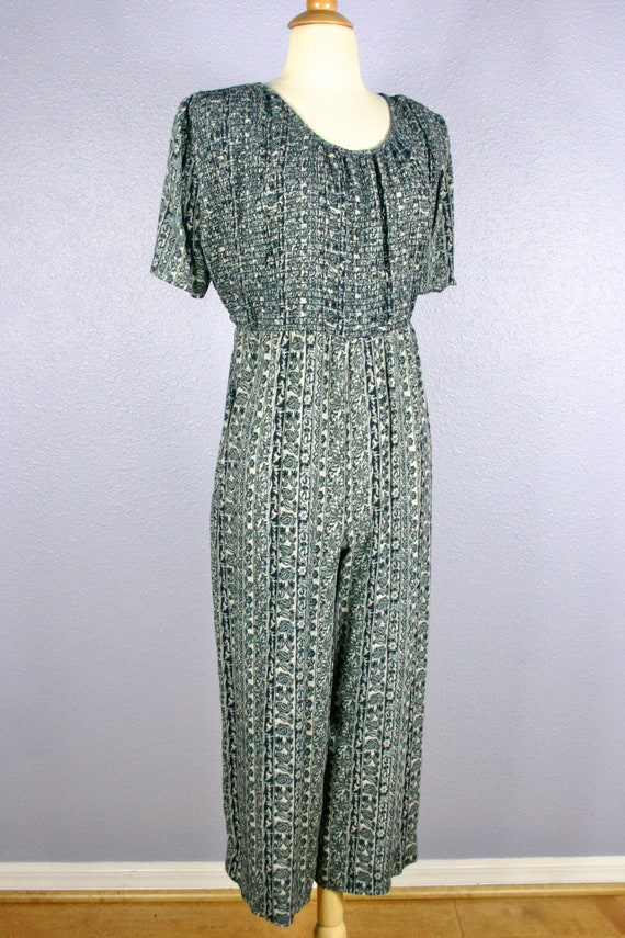 Vintage 90s Jumpsuit Wide Leg Playsuit Floral Pai… - image 3