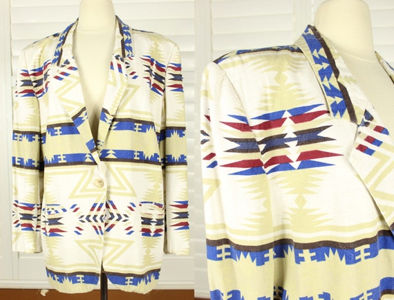 Vintage 80s Blazer 1980s Jacket SOUTHWESTERN Jack… - image 1