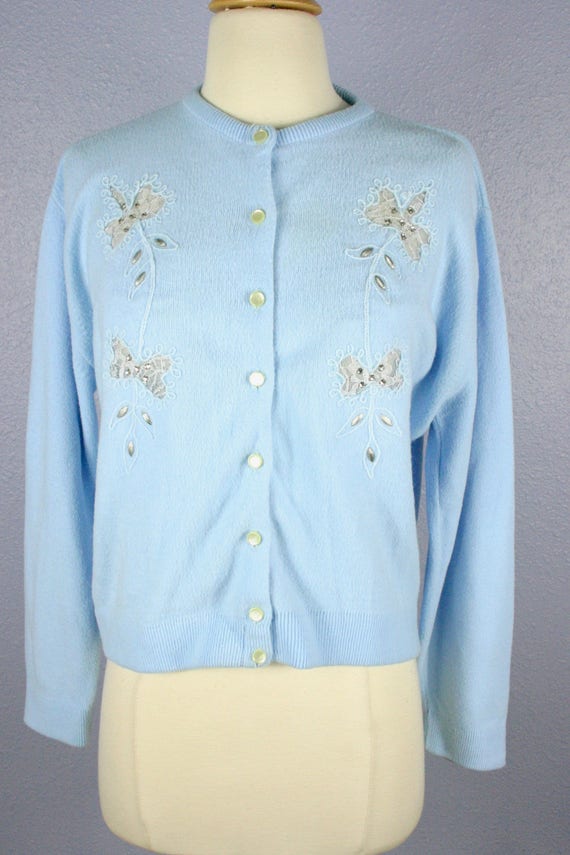 Vintage 1960s Cardigan 60s Sweater MOD Sweater Ro… - image 4