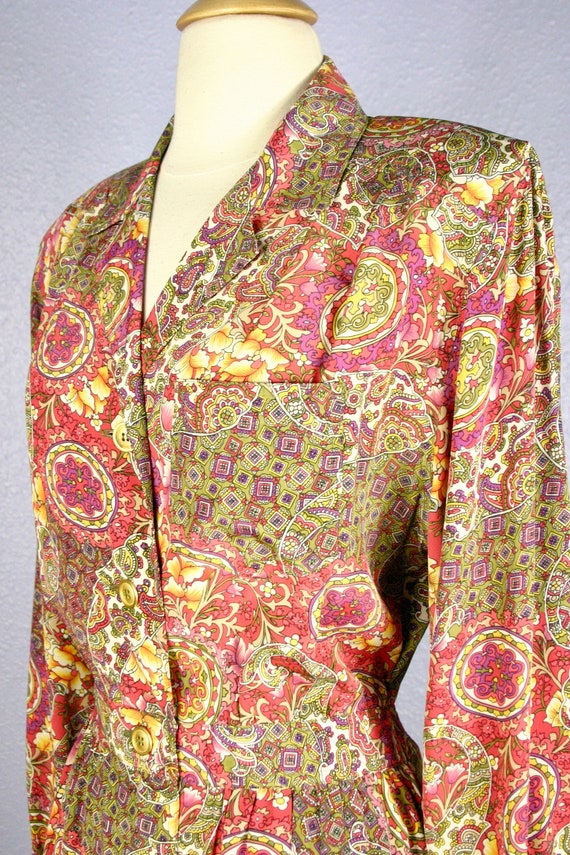 Vintage 70s Shirt Dress Secretary Dress MOD Dress… - image 4