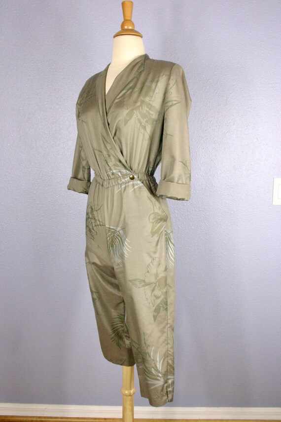 Vintage Jumpsuit KHAKI Jumpsuit 80s CROP Jumpsuit… - image 6