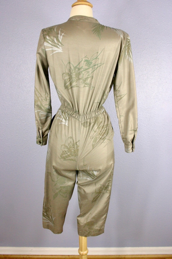 Vintage Jumpsuit KHAKI Jumpsuit 80s CROP Jumpsuit… - image 2