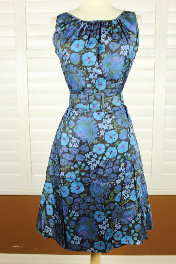 Vintage 50s Dress Black Floral Dress MOD Dress 19… - image 4