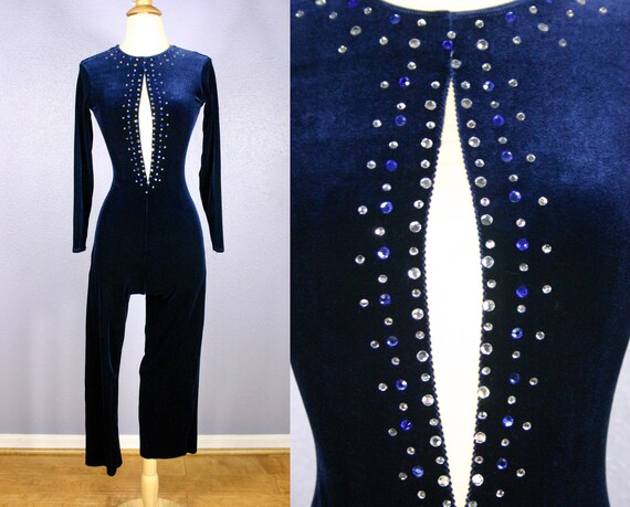 blue rhinestone jumpsuit