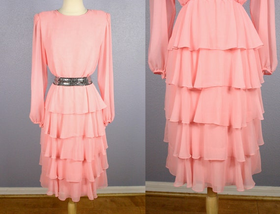 Vintage Miss ELLIETTE Dress 80s PROM Dress Sheer … - image 1