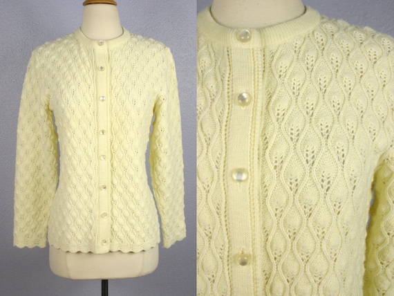 Vintage 1960s Cardigan 60s Open Knit MOD Sweater … - image 1
