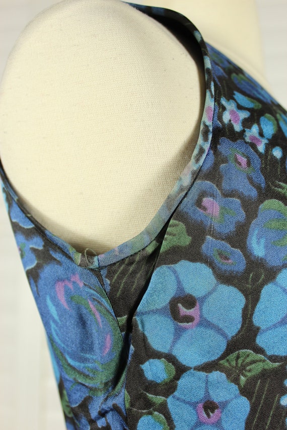 Vintage 50s Dress Black Floral Dress MOD Dress 19… - image 7