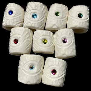 Single Jeweled Evil Eye (white clay)