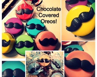 Mustache, Baby Shower, Birthday Party, Mustache Favors chocolate covered Oreos personalized, mustache Set of 12