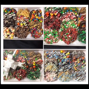 Chocolate pretzels, candy pretzels, chocolate dipped pretzels, holiday pretzels