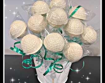 Golf cake pops, golf ball cake pops, golf chocolate