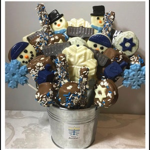 Hanukkah Holiday Chocolate Dipped Gift basket -Holiday gourmet gift