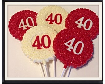 40th birthday chocolate or anniversary customized chocolate lollipop favors 30th 50th 60th 70th also available