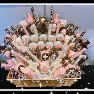Baptism, Communion, Christening, Religious Chocolate Basket- COMMACK Pickup or treats only shipping