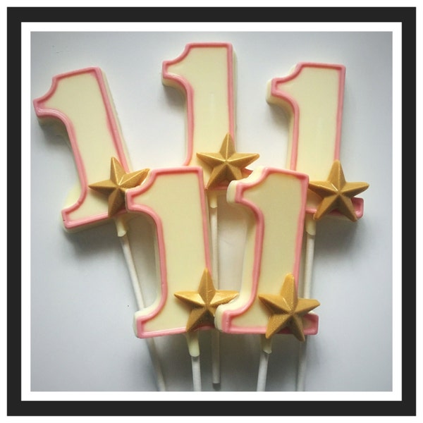 Number 1, number 2, number 3 (4,5,6) chocolate star lollipops -birthday and age number pops