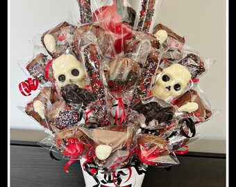 Halloween Chocolate Candy Basket: Spooky Skull & Pumpkin Treats