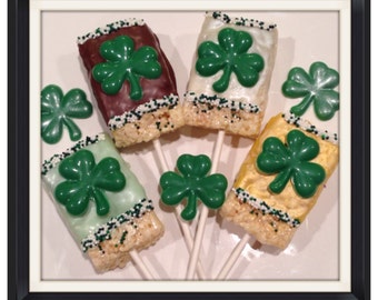 St. Patrick's Day Chocolate covered rice krispie treats