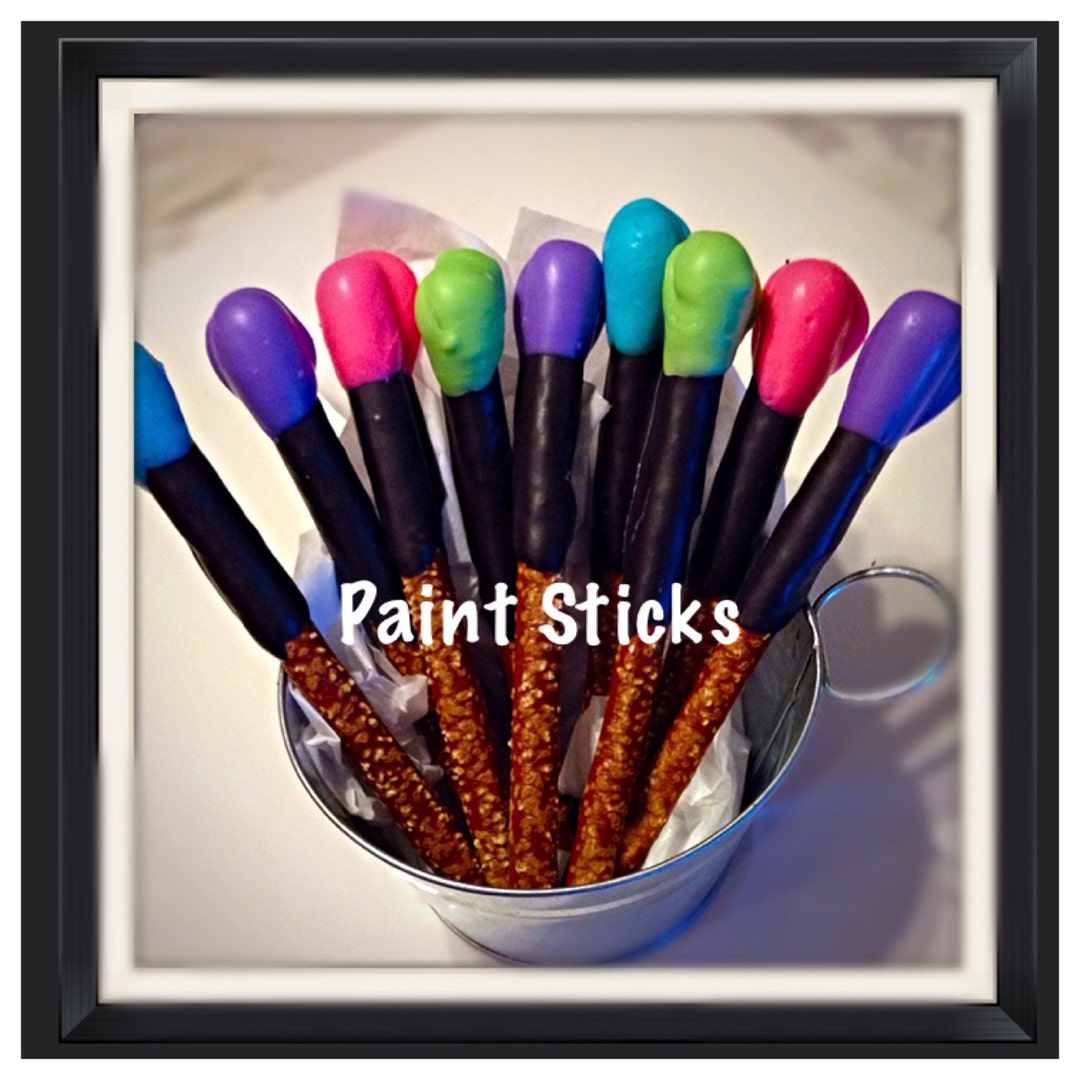 Paint Brush Pretzels Paint Party Chocolate Pretzel Favors Etsy