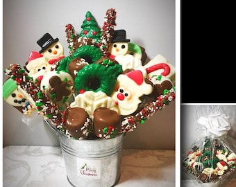 Christmas Chocolate Dipped Gift basket -Christmas gourmet gift