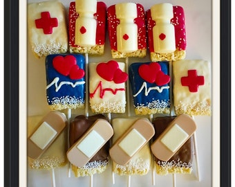 Nurse Chocolate Covered rice krispie treats - Nurse gift, Nurse Chocolate