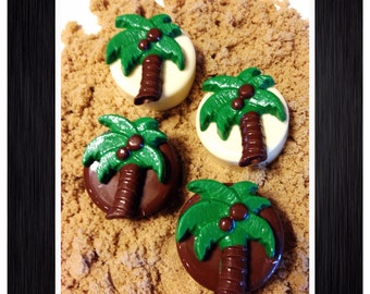 Beach Palm Tree Chocolate covered oreos - Set of 12 Jumbo Palm Tree cookies
