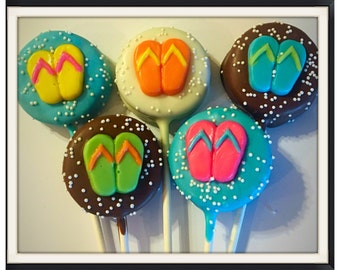 Flip Flop Chocolate covered oreos, Hawaiian themed chocolate