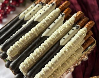Bride and Groom Chocolate Covered Pretzels: Wedding Favors, 24 Piece Set