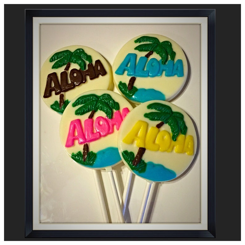 Aloha Chocolate Hawaiian themed lollipops Hawaiian party Etsy