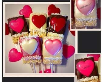 Valentines Day Gourmet Chocolate Covered Rice Krispie Treats - Rice Krispie pops