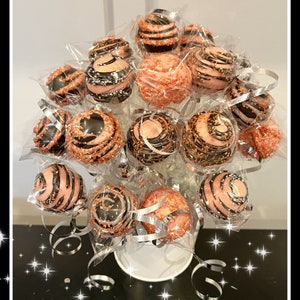 Cake Pops, 24 rose gold custom color cake pops, gourmet cake pops