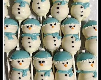 Snowman cake pops, Snowman themed cake pops, 12 holiday cake pops