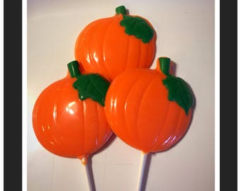 Pumpkin Chocolate Lollipops, Large Halloween pumpkin lollipops