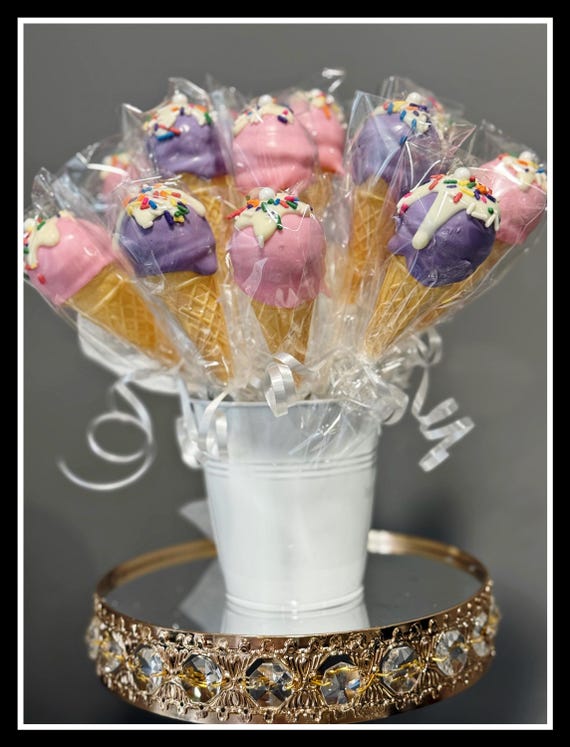 Ice Cream Cone Cake Pops: Custom Flavors & Colors