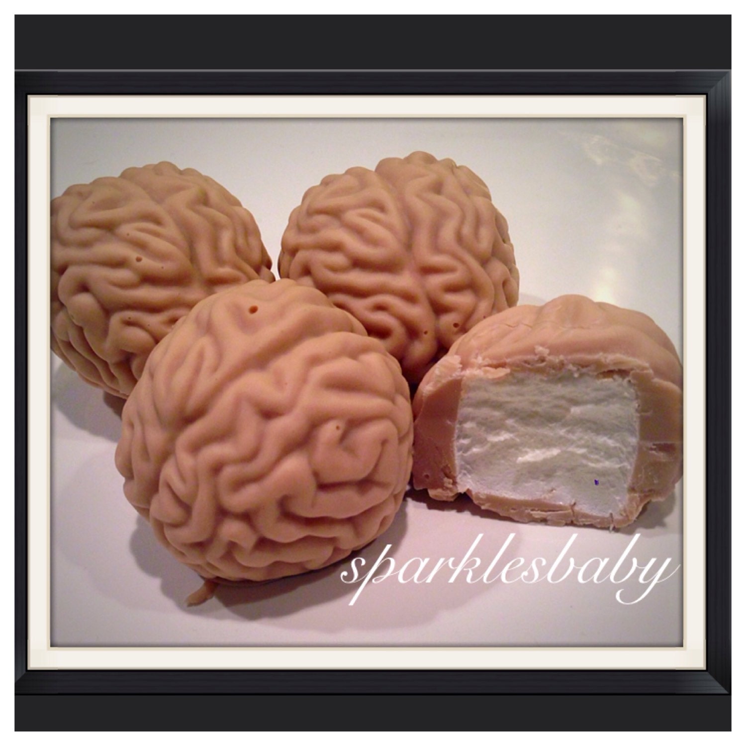 Brain Chocolate Covered Marshmallows, Set of 12 Halloween Brains