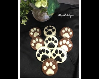 Dog and Cat paw print Chocolate covered Oreos favors -Set of 12