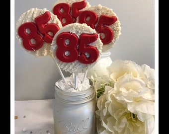 Number, age, birthday, anniversary chocolate lollipops set of 12 , 30th, 40th, 50th, 60th birthday lollipops