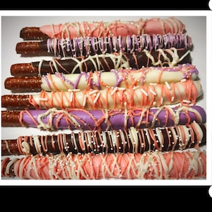 Baptism Gourmet chocolate covered pretzels - 2 dozen gourmet pretzels simply stated