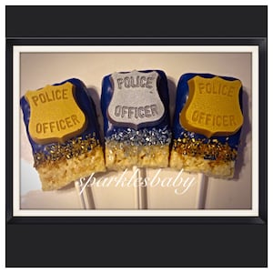 Police Officer, cop chocolate covered rixs krispie treats, set of 12